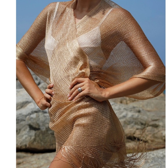 Metallic Fringe Tassel Hem Beach Swim Coverup - Picture 8 of 9